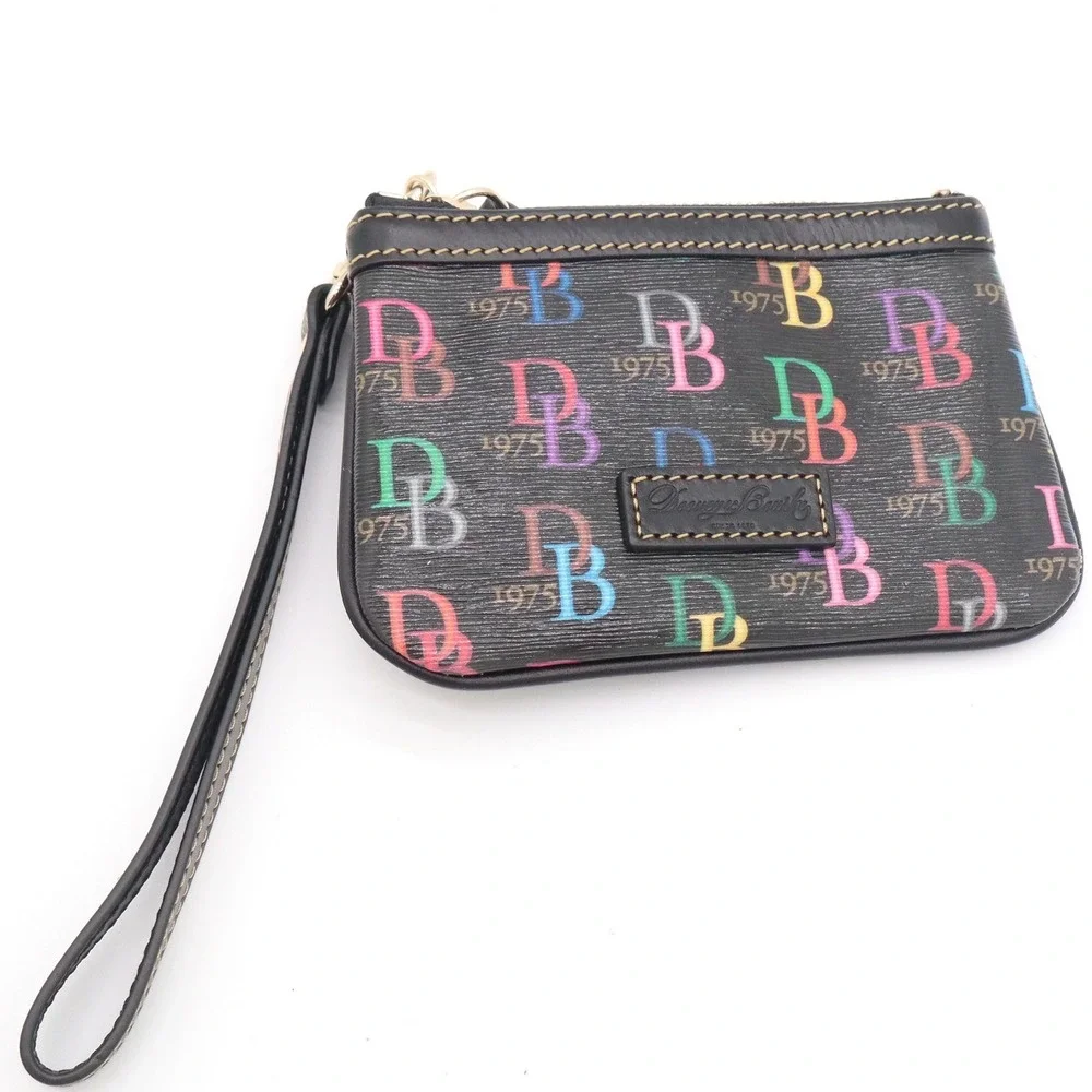 Dooney & Bourke Black Rainbow Monogram Wristlet Pouch